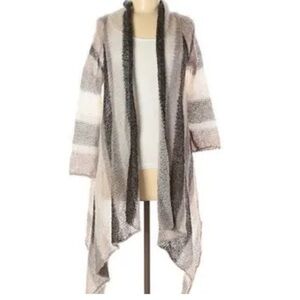 Spense Black and Gray Striped Wool/Aloaca Blend Cardigan